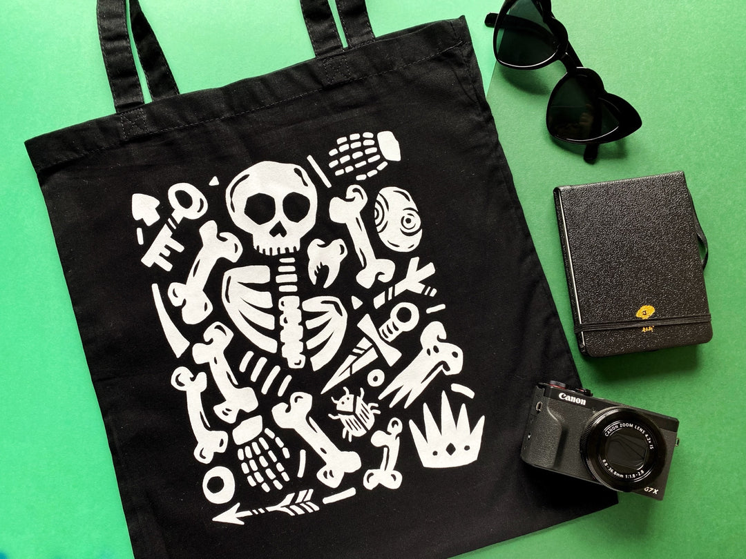 Skeleton tote bag sale